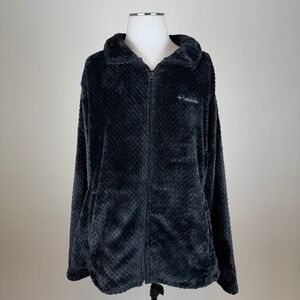 NWT Columbia Beech Forest Full Zip Fleece Jacket Womens Plus Size 2X Black Plush